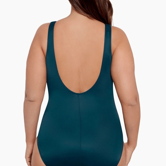 Miraclesuit Illusionist Crossover With Mesh One-Piece Swimsuit Nova Green Sz 20W - Picture 4 of 10